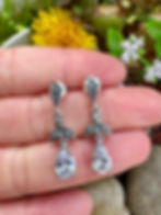 Wedding long drop women Clear Quartz Sterling Silver Marcasite Earrings, Ireland, S925