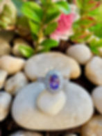 Brilliant oval cut Brazilian Amethyst halo Sterling Silver Ring