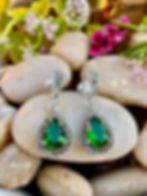 Emerald Sterling Silver Marcasite Earrings, Jewelry set, Ireland Base, geart as gift, fast delivery