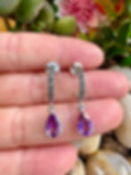 Vintage Style Amethyst Silver Marcasite Earrings, Daily earrings, Irish Business, fast delivery
