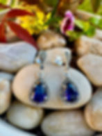 Sapphire Sterling Silver Marcasite Earrings