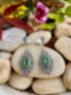 Emerald Sterling Silver Marcasite Earrings, Jewelry set, May birthstone Earrings,Irland