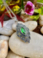 Emerald Sterling Silver Marcasite Necklace, Jewelry set, May birthstone necklace,Irland