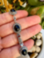 Black Onyx  Marcasite Halo Sterling Silver Bracelet