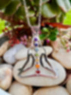 Buddha Yoga Meditation Chakra Seven Gemstones Sterling Silver Necklace