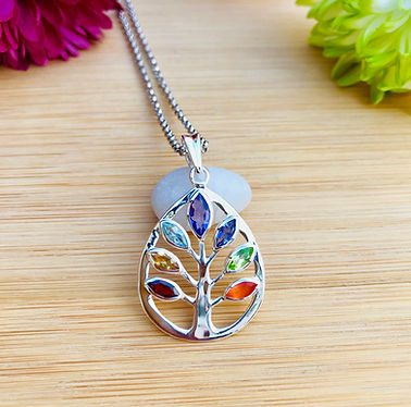 Tree of Life Sterling Silver Chakra Necklace